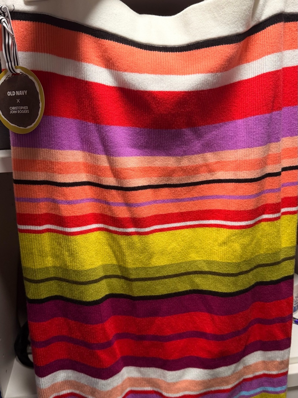 Multi-Color Striped Midi Skirt - Vibrant Rainbow Stripe - Picture 3 of 3
